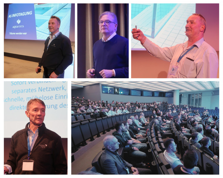 Matthias Rosemeyer von Riviera Pool, Dominik Graf, Manfred Borer und Roger Buchwalder von der Aqua Solar - vier Referenten des AS-Kongresses Matthias Rosemeyer von Riviera Pool, Dominik Graf, Manfred Borer und Roger Buchwalder von der Aqua Solar - vier Referenten des AS-Kongresses Aqua Solar