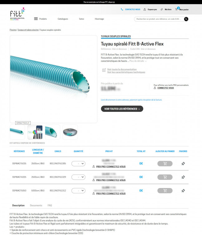 Page des tuyaux souples spiral&eacute;s Fitt B-Active Flex