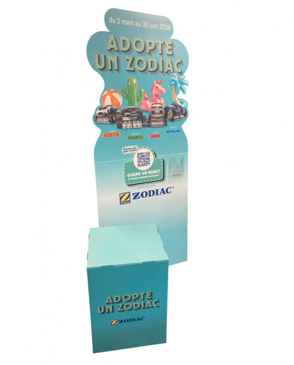 PLV grand format campagne Fluidra Adopte Zodiac