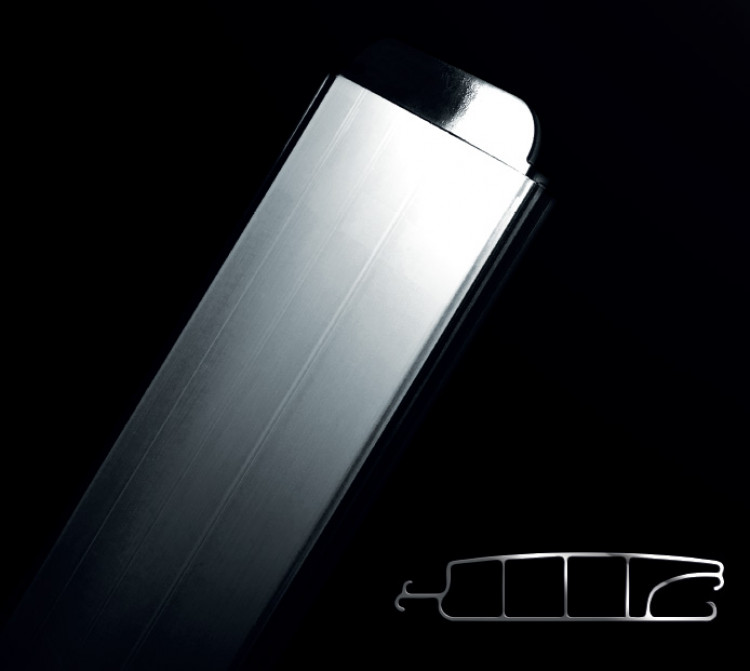 Lame polycarbonate Premium Clean Profile Look Alu effet aluminium pour volets de s&eacute;curit&eacute; piscine T&A fond noir 