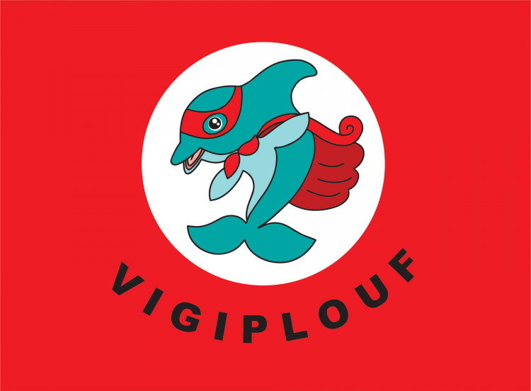Logo Vigiplouf rouge de la FPP : baignade en piscine interdite non surveill&eacute;e pour les jeunes enfants
