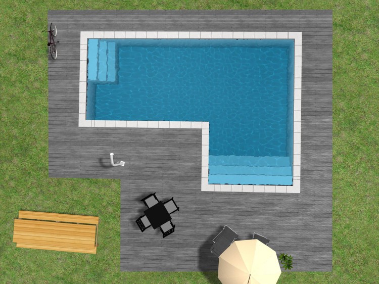 Vue en plong&eacute;e d'une piscine con&ccedil;ue par logyconcept3D