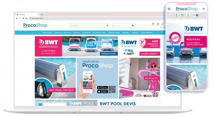Le site BtoB Procoshop sur pc et sur mobile