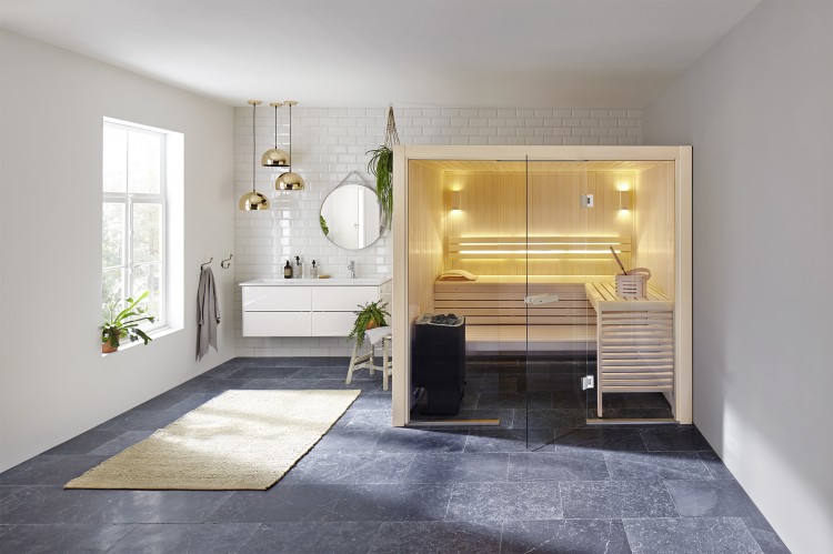 Suana Tyl&ouml;Helo Harmony Elegance Glass front avec poele Combi int&eacute;gr&eacute; Nordique france