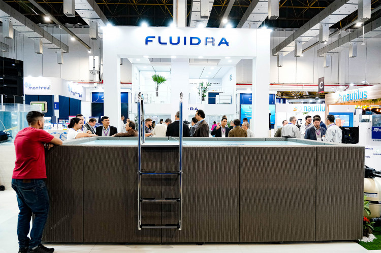 Piscines Laghetto stand Fluidra salon Expolazer Br&eacute;sil 2022