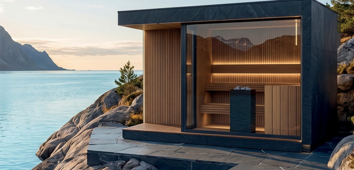 Modern outdoor sauna designed for premium wellness environments