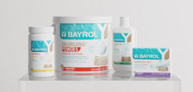 Gamme de produits de traitement BAYROL dans son nouveau packaging