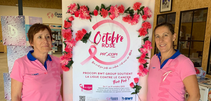 Sophie Lagrange C&eacute;line Teyssier RSC agence de Montpellier BWT Procopi octobre rose 2022
