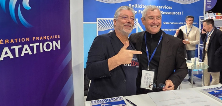 Thierry d'Auzers Pr&eacute;sident d'Everblue et Gilles Sezionale Pr&eacute;sident de la FFN partenariat
