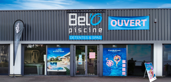 Devanture nouveau magasin Bel'O Piscine &agrave; Sarreguemines ouvert depuis mars 2024