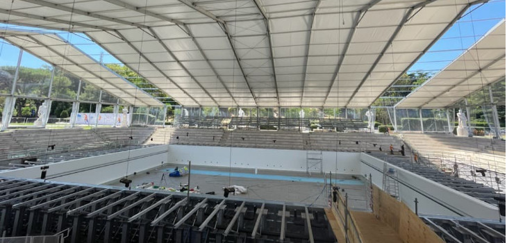 Sitio de trabajo de la piscina de nataci&oacute;n sincronizada del Foro It&aacute;lico