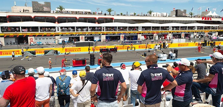 d&eacute;part Grand Prix France Formule 1 Castellet ligne de d&eacute;part clients PROCOPI BWT