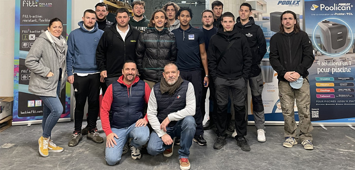 Les &eacute;tudiants du CFA IFIR M&eacute;tiers de la Piscine sur le campus du Groupe Poolstar