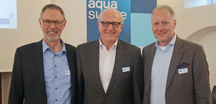 Yves Burgener, Enrico Ravasio et Olivier Savoy d&rsquo;aqua suisse ont chaleureusement accueilli les membr