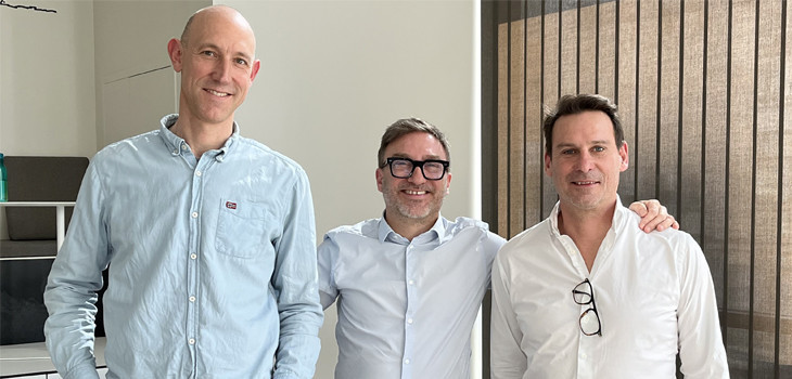 Nicolas OSANNO, Pr&eacute;sident de NextPool, entour&eacute; de Nicolas DELETRAZ et &Eacute;ric BREMAUD, dirigeants 