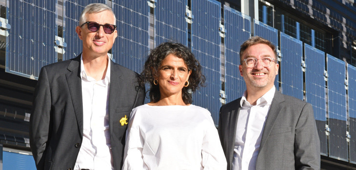 Philippe GRARD, Sarah GUEZBAR et Nicolas OSANNO devant le si&egrave;ge de l&rsquo;UIMM M&eacute;diterran&eacute;e