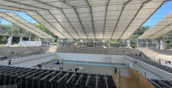 La piscina de nataci&oacute;n sincronizada para el pr&oacute;ximo campeonato de Europa de Nataci&oacute;n revestida de membrana armada Renolit Alkorplan 