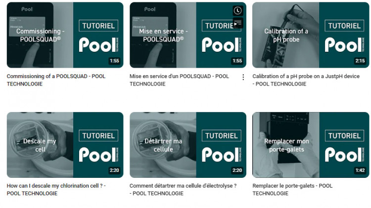 vid&eacute;os tutorielles Pool Technologie