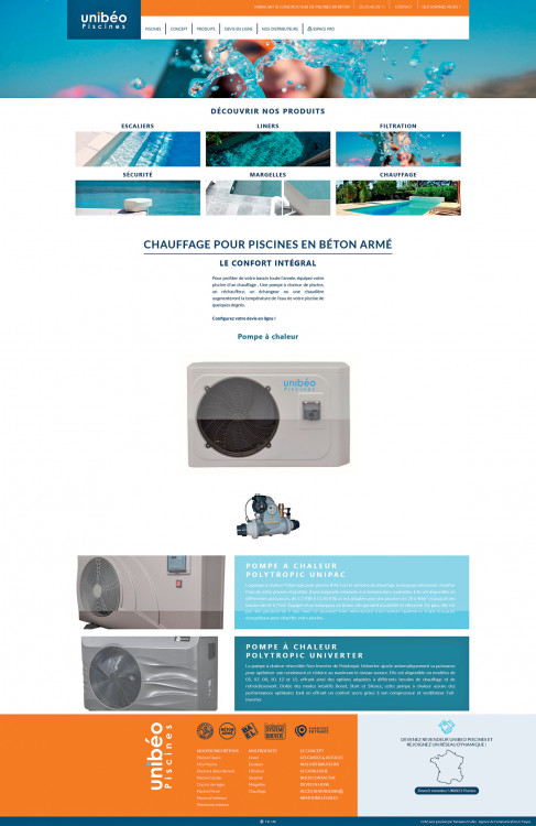 Page d&eacute;di&eacute;e au chauffage piscine du site d'Unib&eacute;o Piscines