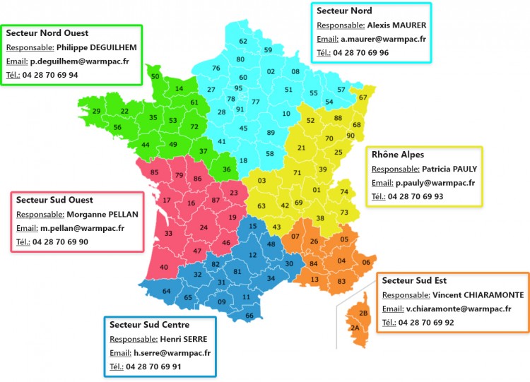 R&eacute;partitions des commerciaux par secteurs