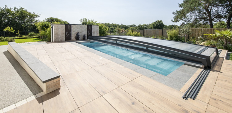 Abri de piscine t&eacute;lescopique Polycarbonate Platinium