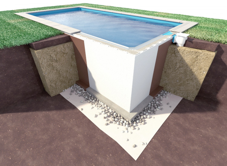 Piscine construite avec le proc&eacute;d&eacute; Blokit&reg; System de Procopi Groupe BWT