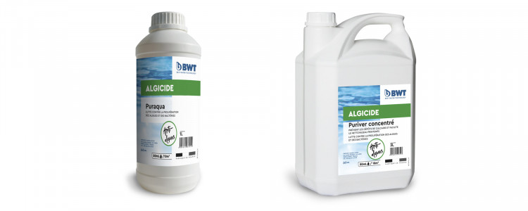 Puraqua et Puriver concentr&eacute; BWT Pool Products anti algues piscine
