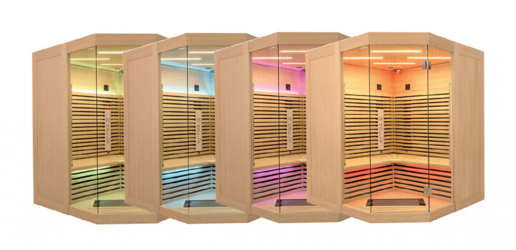 Cabine sauna infrarouge Canop&eacute;e avec &eacute;clairage leds chromoth&eacute;rapie Holl's chez Poolstar