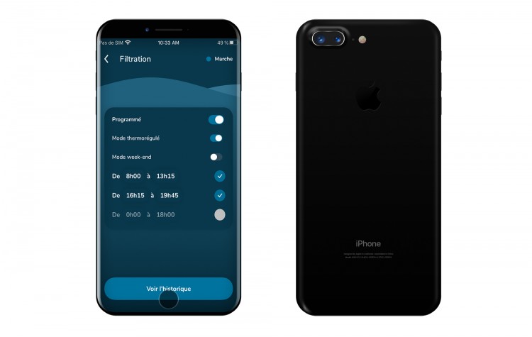 Application mobile pour coffret &eacute;lectrique de CCEI, mode filtration