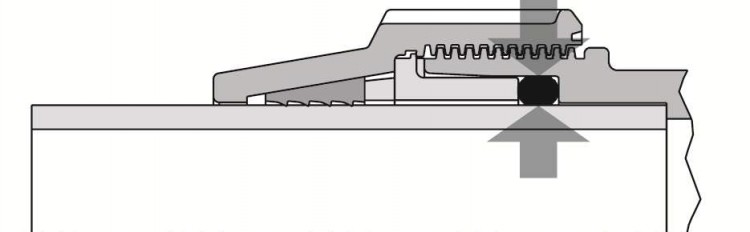 Sch&eacute;ma de fonctionnement raccords &agrave; compression Deltone gros diam&egrave;tres canalisations piscine