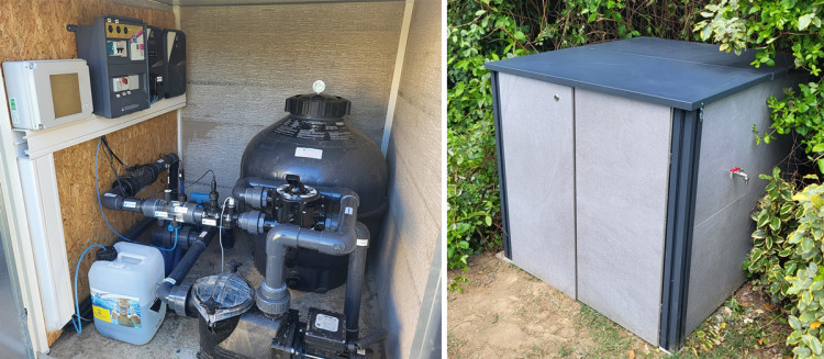 Local technique anthracite avec syst&egrave;me de filtration ABPool
