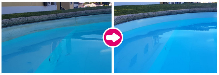 piscine Avant - apr&egrave;s utilisation du Spot Remover de Behq