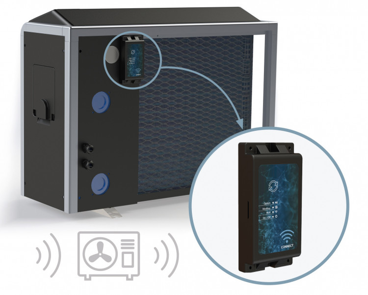 Le boitier WiFi est install&eacute; de s&eacute;rie sur les PAC Inverter et accessible facilement &agrave; l'ext&eacute;rieur de la machine pour une meilleure r&eacute;ception du signal.