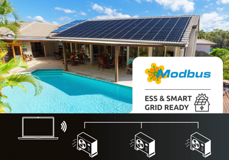 Pompe &agrave; chaleur Poolex Jet Pro int&eacute;gr&eacute;e &agrave; une installation Smart Grid et photovolta&iuml;que, avec gestion via Modbus