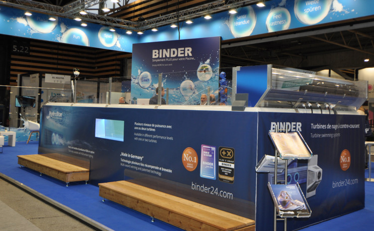 Les installations de nage &agrave; contre-courant &agrave; turbine de Binder en direct de Piscine Global 2024