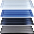 Les lames polycarbonate des volets Abriblue disponibles en bicouche argent&eacute;e ou transparentes 