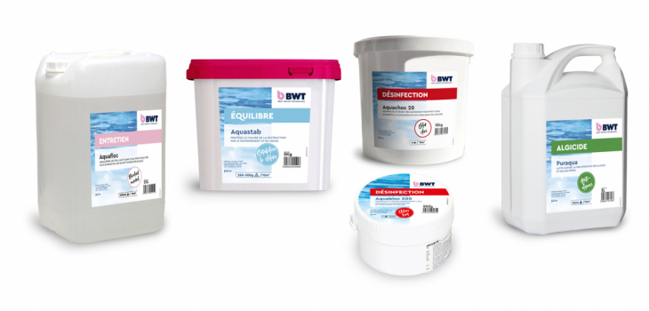 Produits de la gamme Chimie de BWT Pool Products