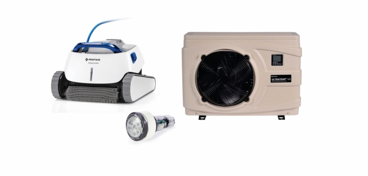 robot prowler 930 piscine projecteur MicroBrite Couleur et pompe &agrave; chaleur UltraTemp HX TradeGrade 