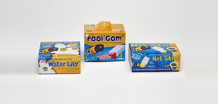 pr&eacute;sentoirs gamme de produits piscine Toucan