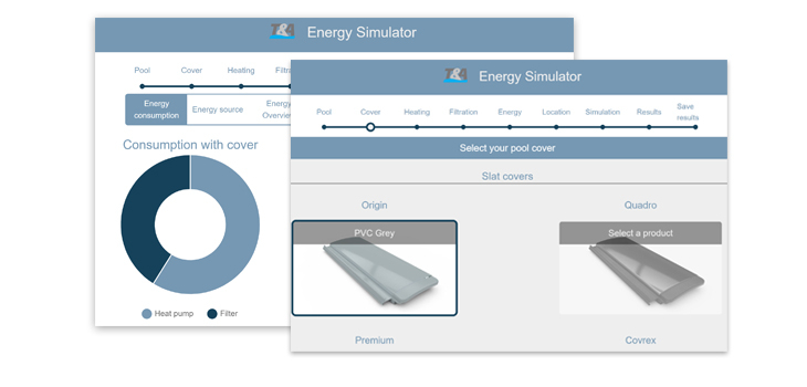 Simulateur d'&eacute;conomies d'&eacute;nergie sur le site web de T&A couvertures piscine