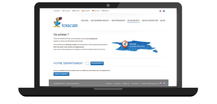 Rubrique du site Toucan d&eacute;di&eacute;e &agrave; trouver un point de vente