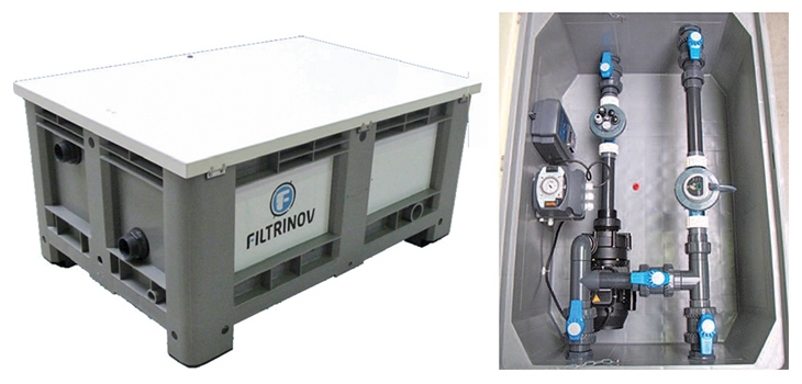 Local technique enterr&eacute; pour filtration de piscine Filtrinov