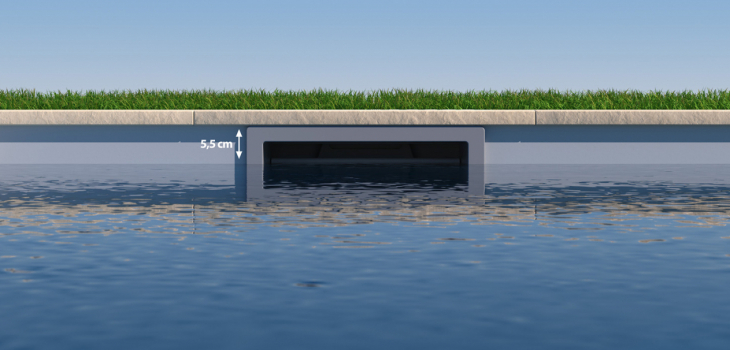 skimmer piscine Unik meurtri&egrave;re blacnhe AstralPool discret personnalisable silencieux Fluidra