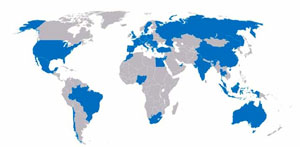 carte pr&Atilde;&copy;sence Fluidra dans le monde