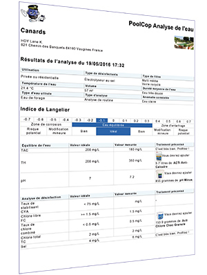 Poolcop Analyse de l'eau piscine